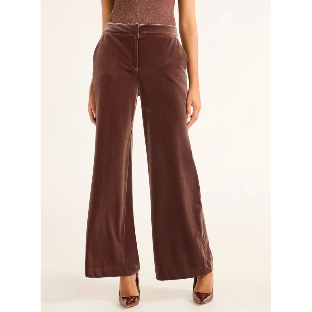 Sofia Jeans Womens Pants Size 10 Brown Velvet Wide Leg High Rise Trousers Zip